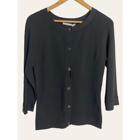 Classiques Entier Black Knit Embellished Button Cardigan Sweater Size M - Picture 1 of 6